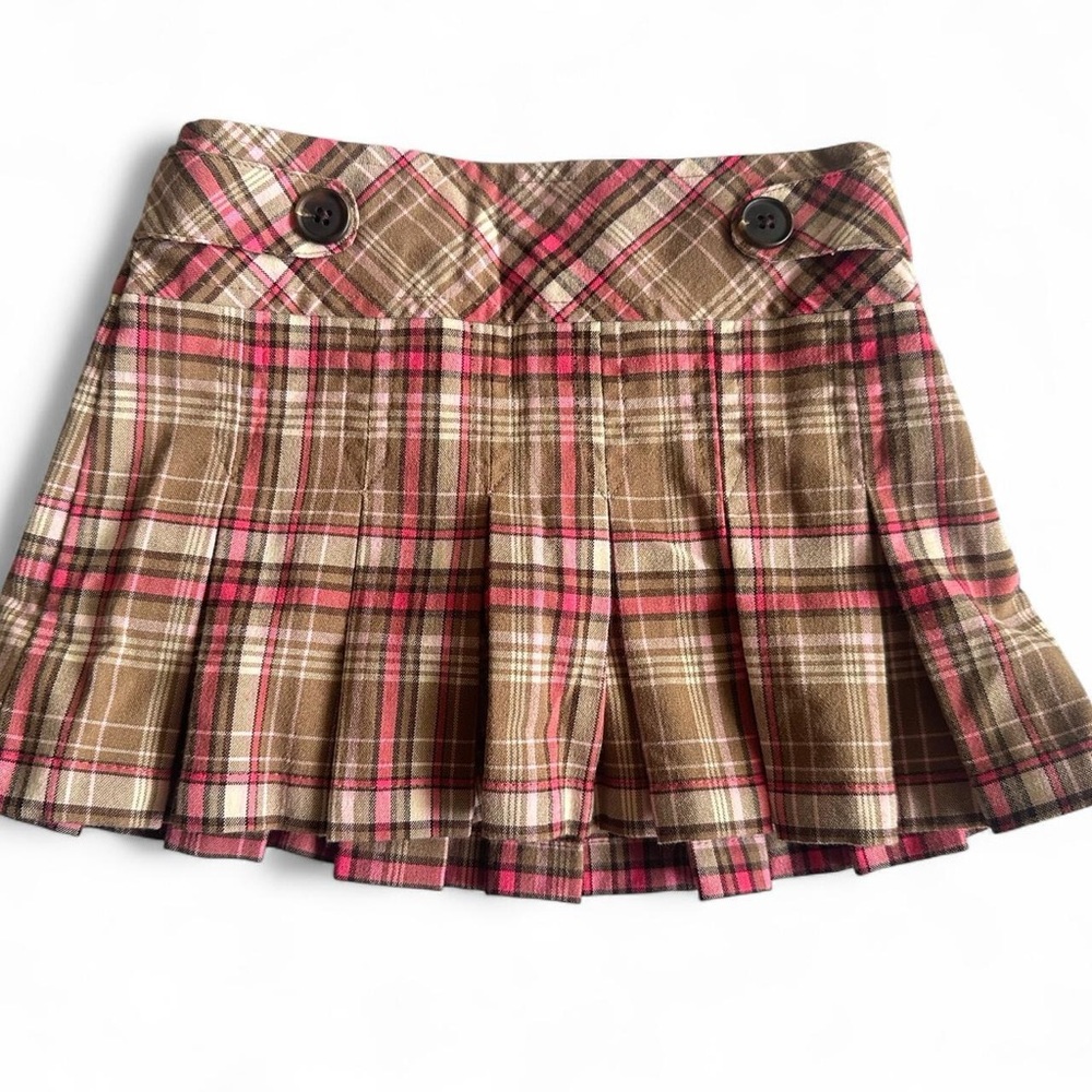 Cherokee Pink and Brown Toddler Plaid Skirt y2k vintage toddler plaid skirt